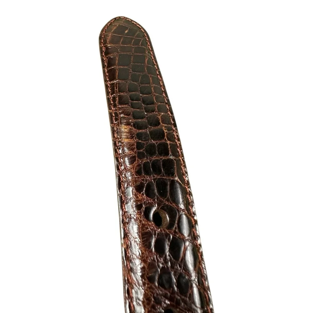 Saks Fifth Ave Brown Genuine Crocodile Mens Belt Size 40 1 Inch Width NEW